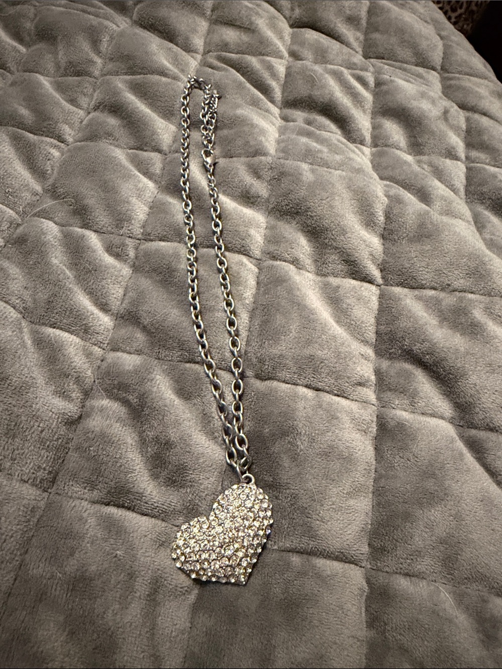 Crystal Heart Pendant Necklace - Silver Sparkle